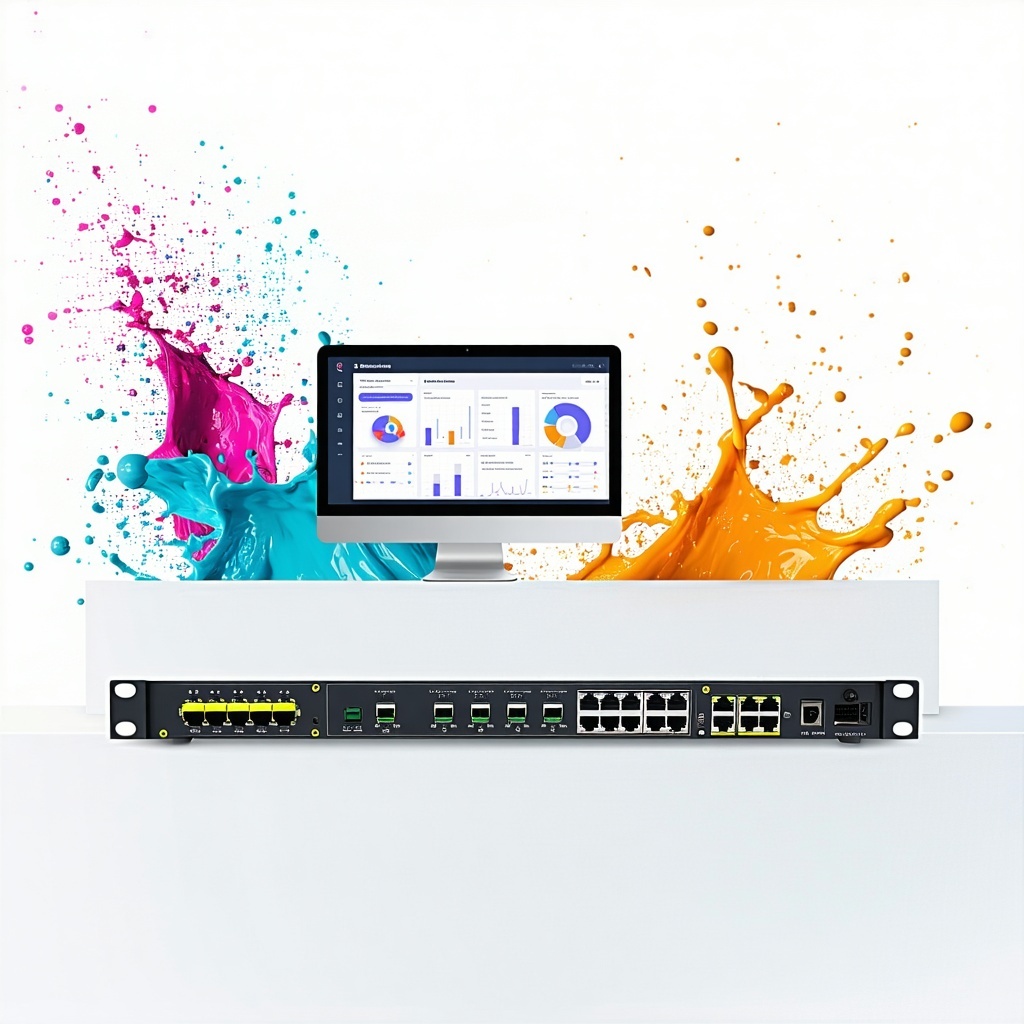 The image features a Fire Wall setup prominently displayed against a clean white background The Contact Center adorned with vibrant colors showcases various buttons and indicators that highlight its modern design Surrounding the device splashes of c-3