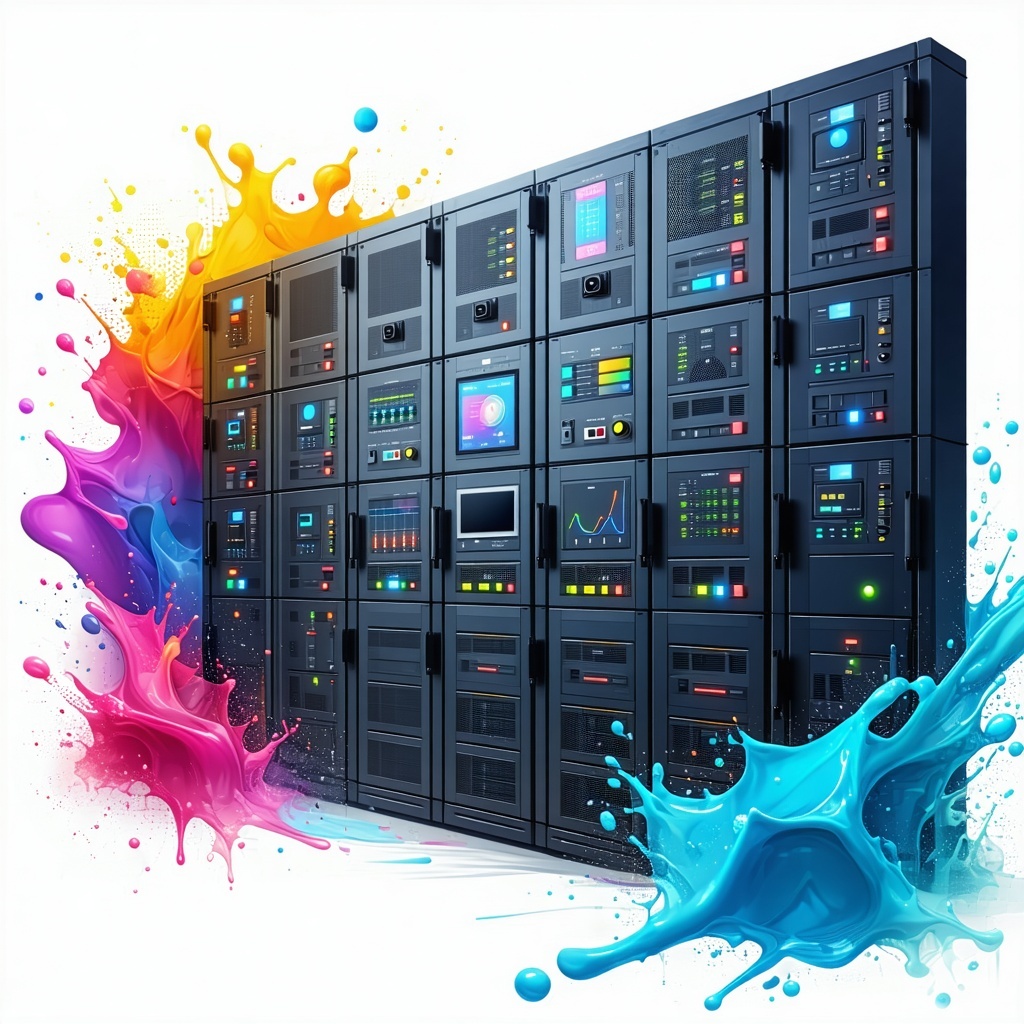 The image features a Fire Wall setup prominently displayed against a clean white background The Firewall adorned with vibrant colors showcases various buttons and indicators that highlight its modern design Surrounding the device splashes of color mi-1